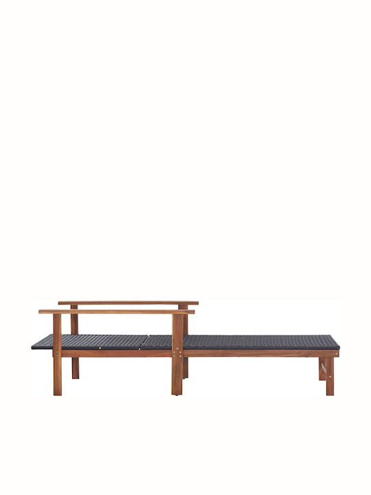 Градински и басейнови шезлонги Rattan с текстилен материал Кафяв 200x55x56см