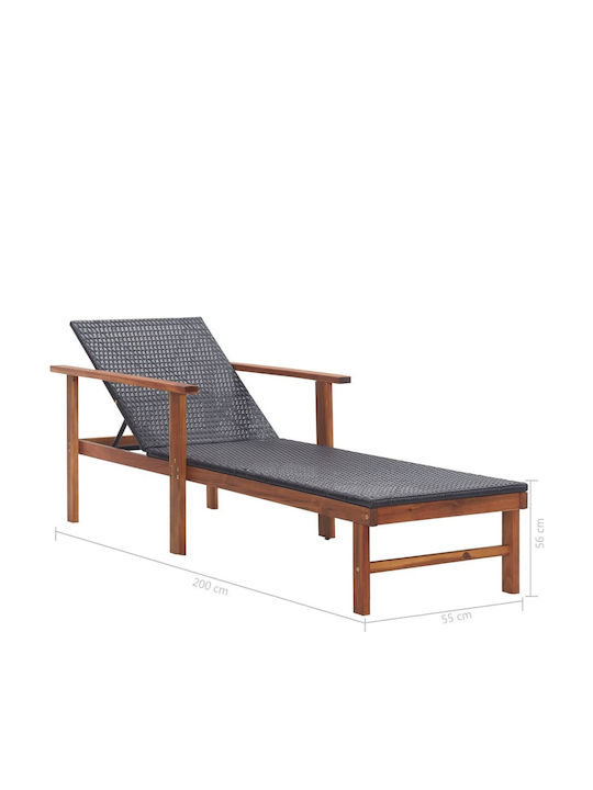 Градински и басейнови шезлонги Rattan с текстилен материал Кафяв 200x55x56см
