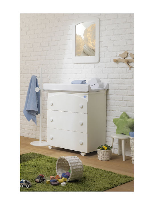 Tris Baby Dresser with 3 Drawers White 76x45x90cm