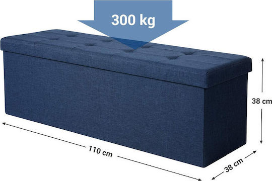 Songmics Stoffbankhocker mit Stauraum Blau 110x38x38cm