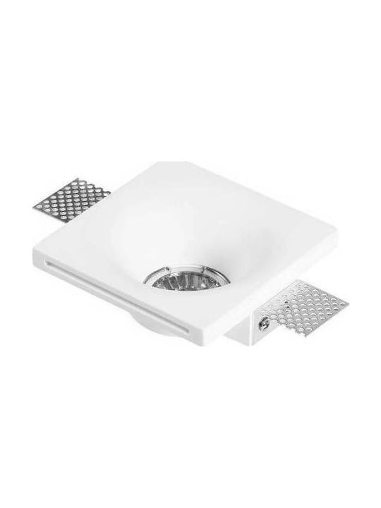 Spot Light Τετράγωνο Γύψινο Χωνευτό Σποτ με Ντουί GU10 σε Λευκό χρώμα 12x12cm