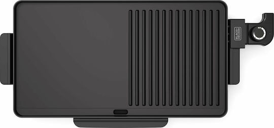 Black & Decker Griddle Tabletop Electric Grill Smooth and Ribbed Plate 2200W with Adjustable Thermostat 49cmx27cmcm