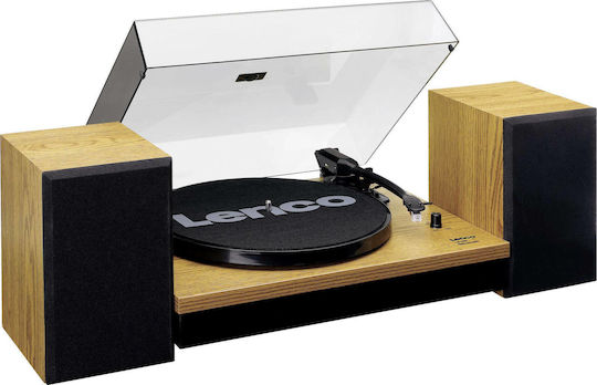 Lenco LS-300 LEN-LS300WD Turntables with Preamp and Built-in Speakers Brown