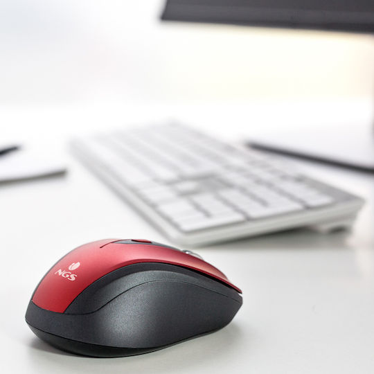 NGS Evo Mute Wireless Ergonomic Mouse Red