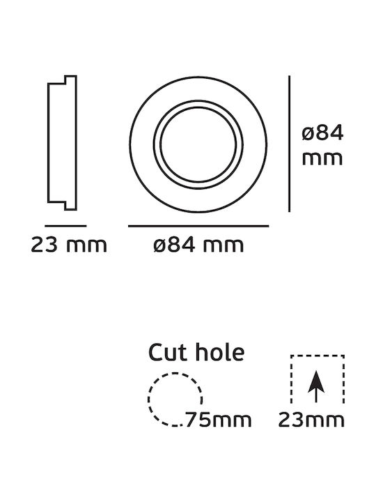 VK Lighting Round Metallic Recessed Spot with Socket GU10 Moving White 8.4x8.4cm. 1pcs