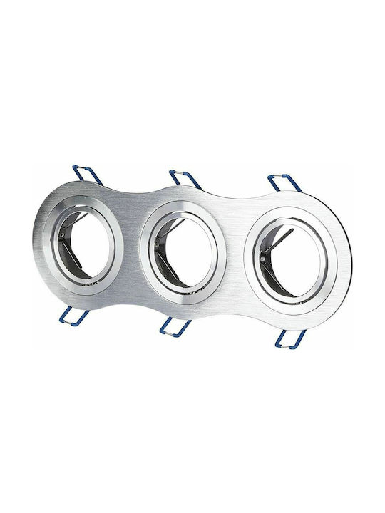 V-TAC Rechteckig Metallisch Rahmen für Spots GU10 MR16 Dreifach verstellbar Silber 25.5x9.1cm.