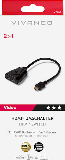 Vivanco 2 Inputs/1 Output HDMI Switch 47157