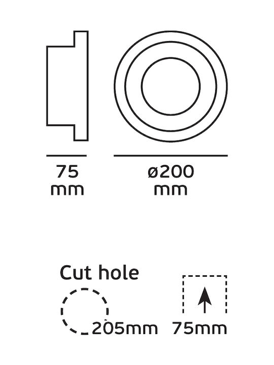 VK Lighting Round Plaster Recessed Spot with Socket G53 R111 White 20x20cm. 1pcs