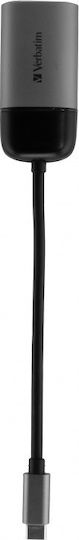 Verbatim Μετατροπέας USB-C male σε VGA female Γκρι 1τμχ 49145