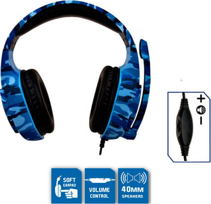 Subsonic War Force Over Ear Gaming Headset με σύνδεση 3.5mm Μπλε