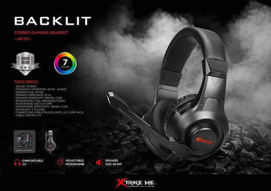 Xtrike Me HP-311 Over Ear Gaming Headset with Connection 2x3.5mm / USB / 3.5mm