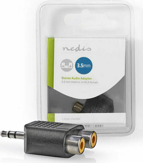 Nedis Converter 3.5mm male to RCA 2x female 1pcs CAGB22940BK