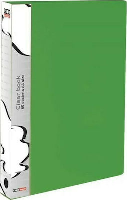 Typotrust Clipboard Flexible with 30 plastic sleeves Slides for Paper A4 Green 1pcs