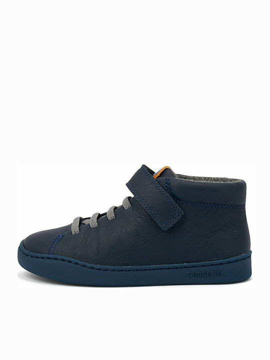 Peu Touring Anatomical Leather Kids Boots with Laces Navy Blue