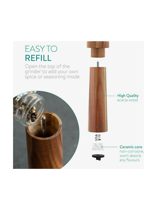 Navaris Set Manual Râșnițe Condimente din Lemn în Culoare Maro 20.5cm 2buc