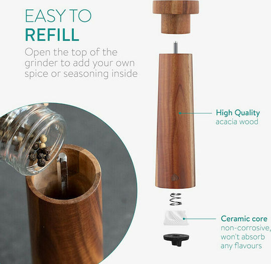 Navaris Manual Wooden Spice Mill Set 20.5cm Brown 2pcs