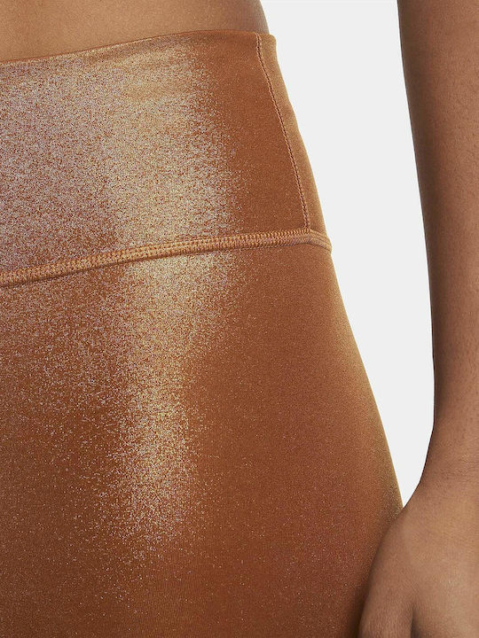 Dri-Fit One Icon Clash Running Γυναικείο Cropped Κολάν Γυαλιστερό Χρυσό