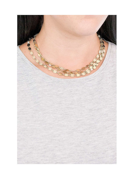 Emporio Armani Necklace from Gold Plated Steel with Pearls