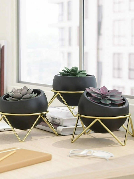 Umbra Potsy Planter Ceramic Black with Stand 15x15x10cm.