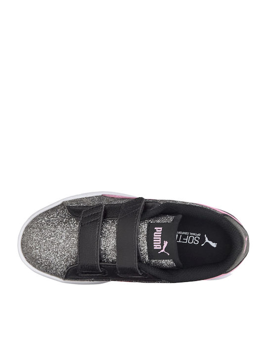 Smash Glitz Kids Sneakers with Scratch Silver