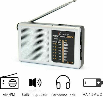 Knstar K-257 Portable Radio Rechargeable with USB Silver