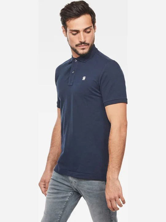 Dunda Slim Polo Men's Blouse Short Sleeve Navy Blue