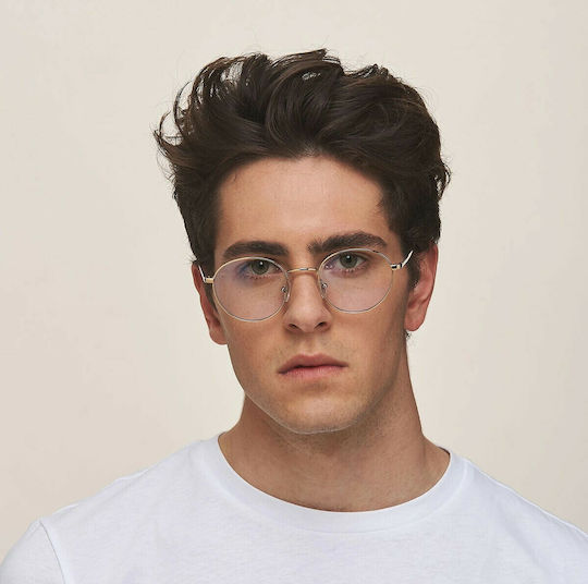 Meller Yuda Metallic Blue Light Blocking Glasses in Aur Color B-Y-GOLD2