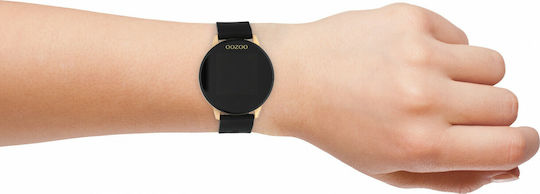 Oozoo Q00114 Stainless Steel 43mm Smartwatch με Παλμογράφο (Μαύρο / Χρυσό)