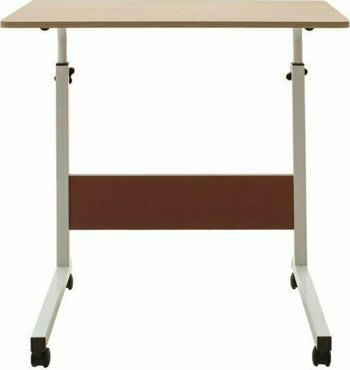 Desk Piper Wooden Natural-White with Metal Legs & Adjustable Height 60x40x69cm