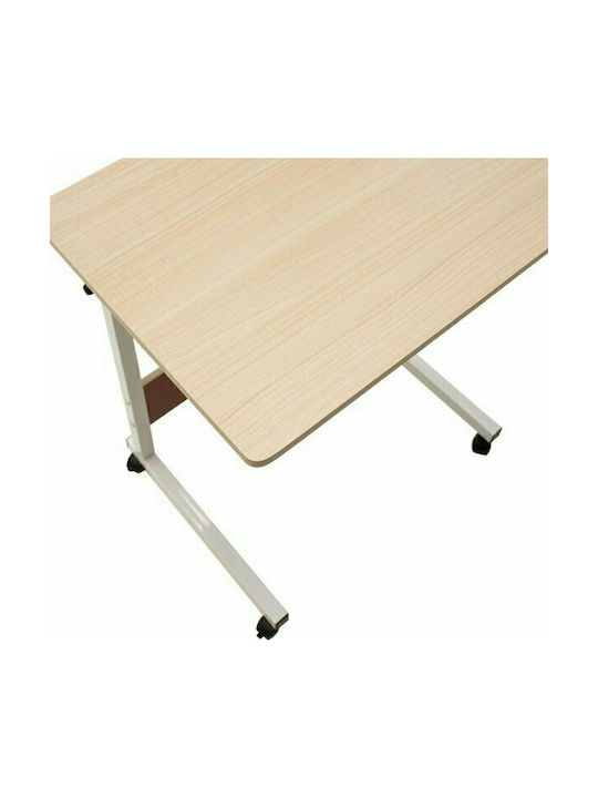 Desk Piper Wooden Natural-White with Metal Legs & Adjustable Height 60x40x69cm