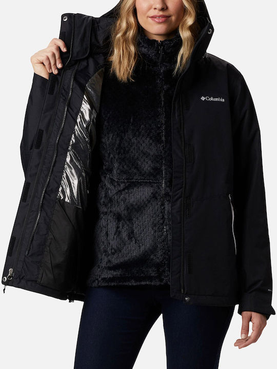 Bugaboo II Fleece Interchange 3 In 1 Women's for Hiking Short Sports Jacket for Winter with Hood Black