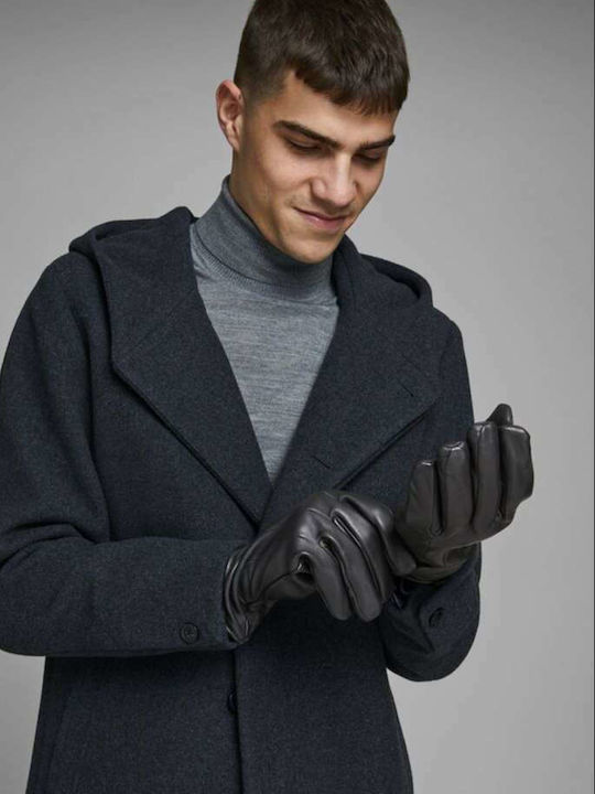 Jack & Jones Men's Leather Gloves Black -Black