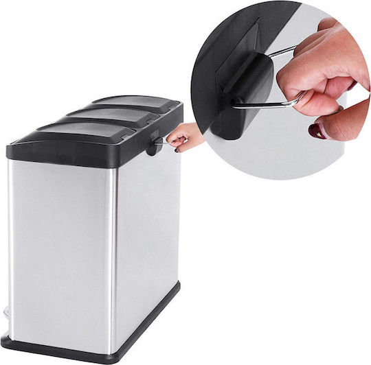 Songmics Recycling Mülleimer aus Inox mit Pedal Silber 54l