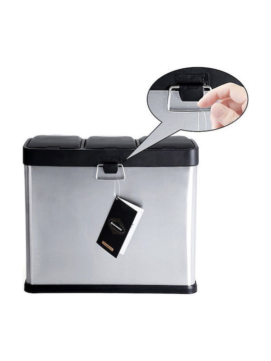 Songmics Coș de Reciclare din Oțel Inoxidabil cu Pedală Argintiu 24lt 1buc