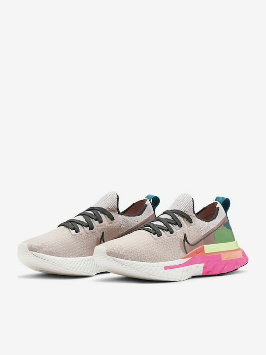 Nike React Infinity Run Flyknit Premium Damen Sportschuhe Laufen Violet Ash / Dark Smoke Grey / Pink Blast