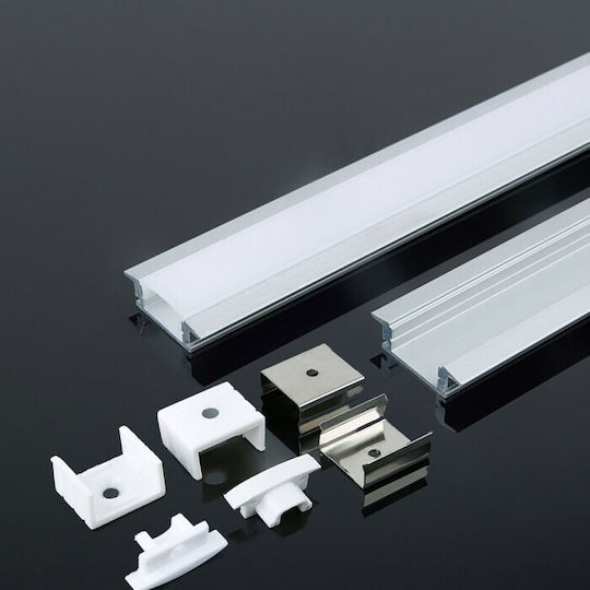 V-TAC Gemauert Aluminiumprofil für LED-Streifen mit Opal Abdeckung 200x2.4x0.7cm