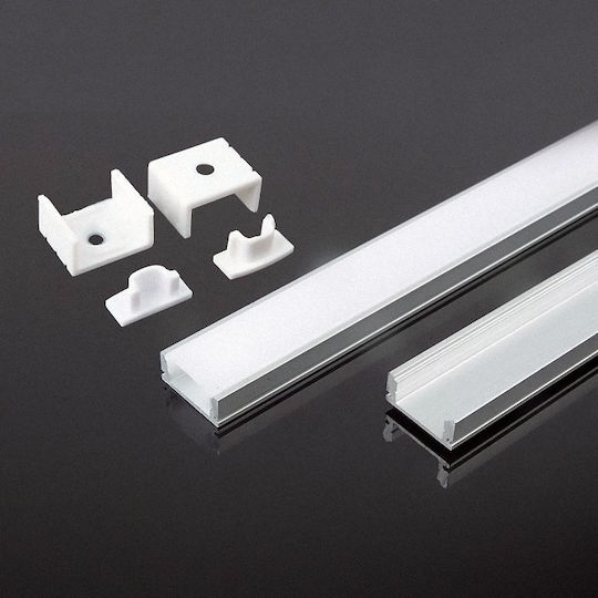 V-TAC În aer liber Profil din Aluminiu pentru Bandă LED cu Opal Acoperire 200x1.7x0.7cm.