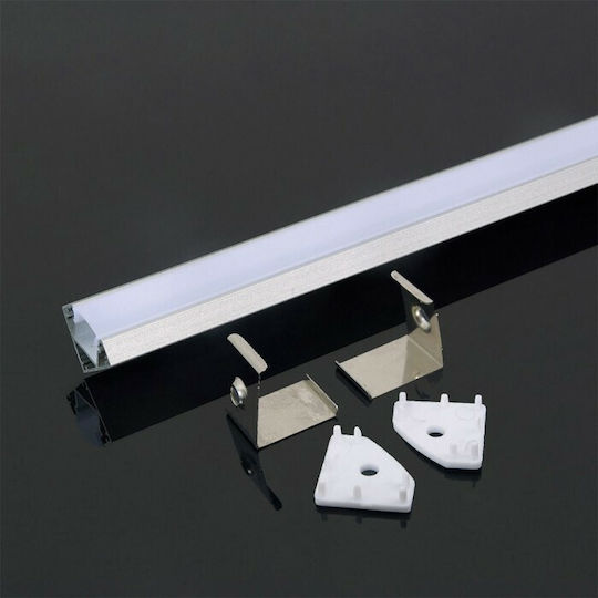V-TAC Extern Aluminiumprofil für LED-Streifen Ecke mit Opal Abdeckung 200x1.9x1.9cm