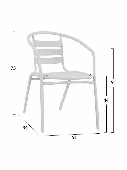 Outdoor Chair Metallic Laura White 54x59x73cm