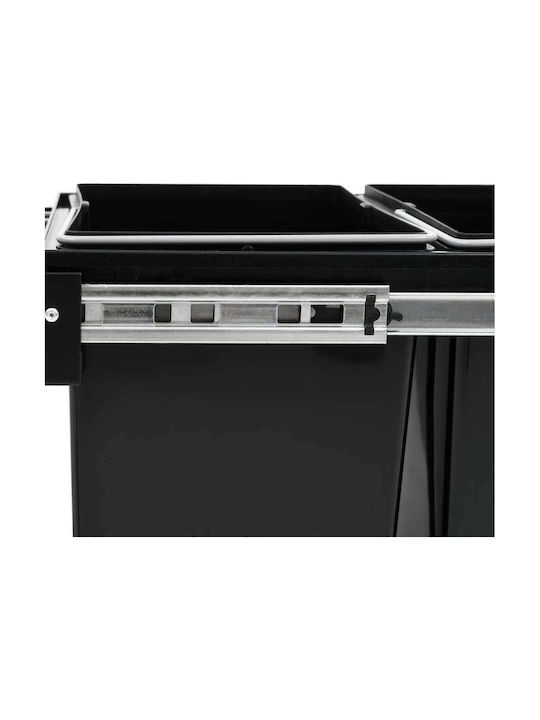 vidaXL Soft Close Waste Bin Recycling Plastic for Cabinet Black 48lt 1pcs