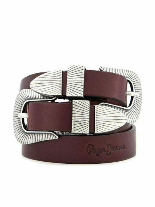 Leather Women's Belt Burgundy