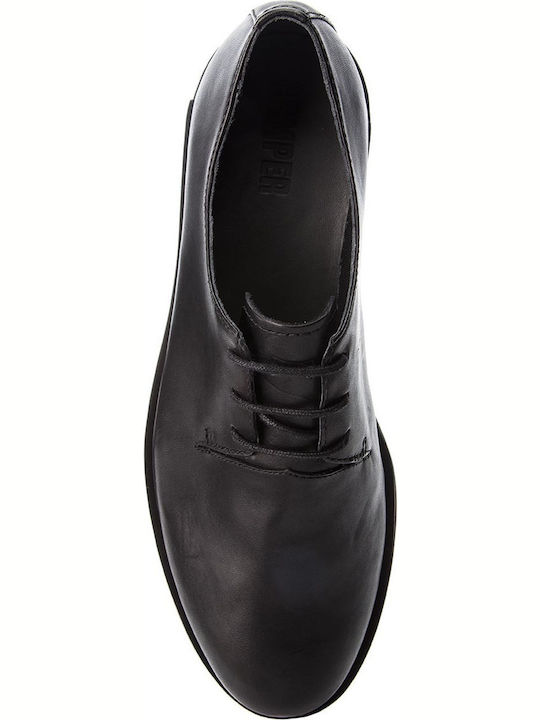 Iman Δερμάτινα Γυναικεία Oxfords σε Μαύρο Χρώμα