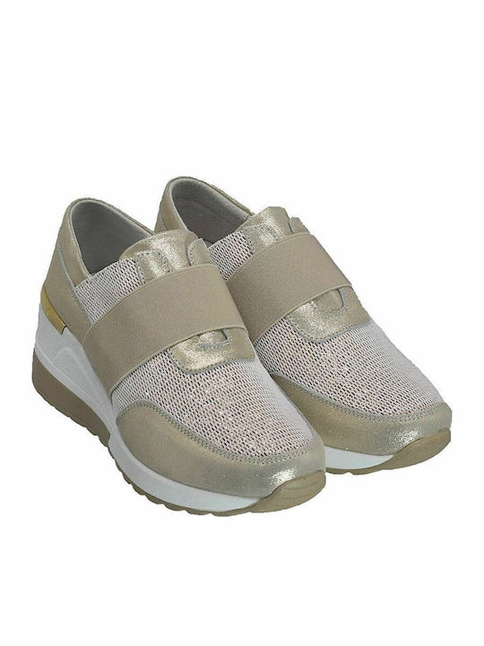 Ανατομικά Γυναικεία Slip-On Δερμάτινα Χρυσά