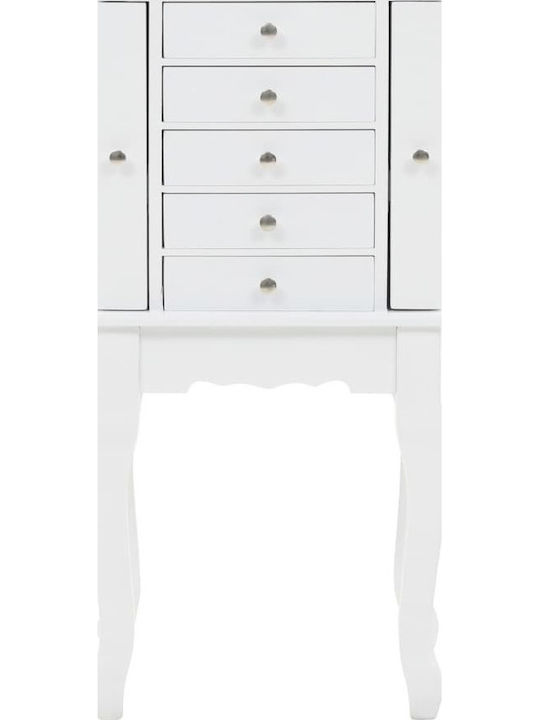 vidaXL Дървена Бижутерия Кутия Бяла 27x20x57см