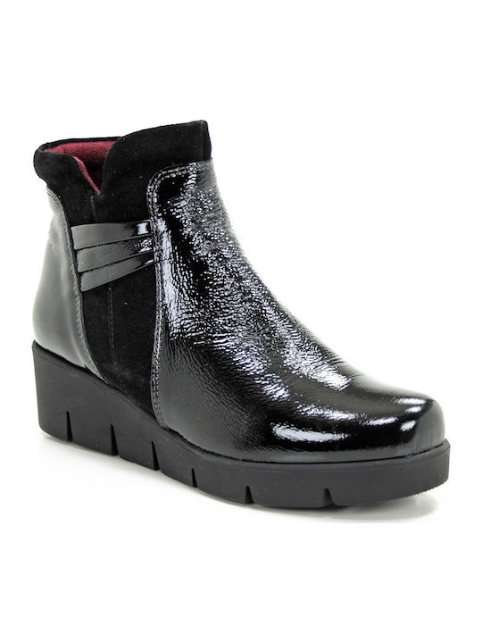 Leder Stiefeletten Damen Schwarz