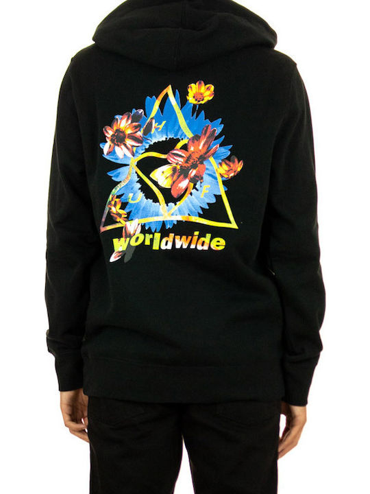 HUF Triple Triangle Herren Sweatshirt mit Kapuze und Taschen Schwarz