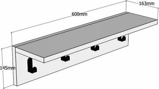 Pakketo Κρεμάστρα Τοίχου Mulan Ξύλινη 4 Θέσεων Καρυδί 60x16x14.5cm