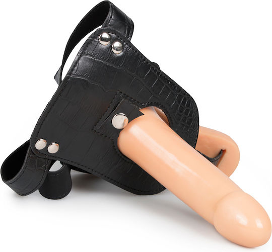 Strap U Plena II Double Penetration Adjustable Strap Οn Harness Harness με Διπλό Dildo 17cm στο χρώμα του δέρματος