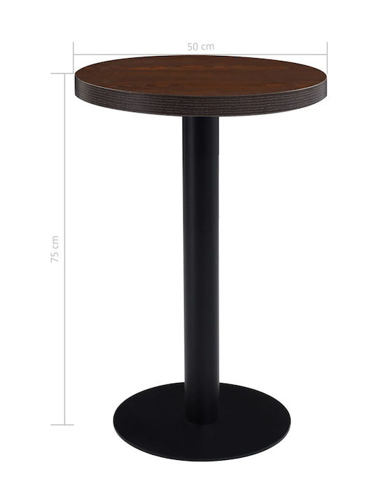 Round Table Kitchen Collapsible Wooden Dark Brown 50x50cm