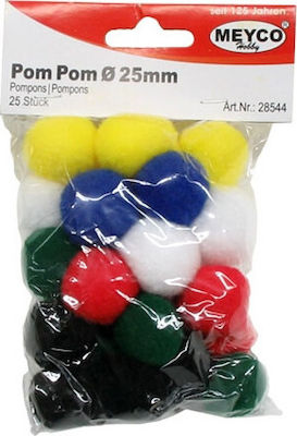 Meyco Pom Pom Artizanat cu Diametru 25mm Set 25buc